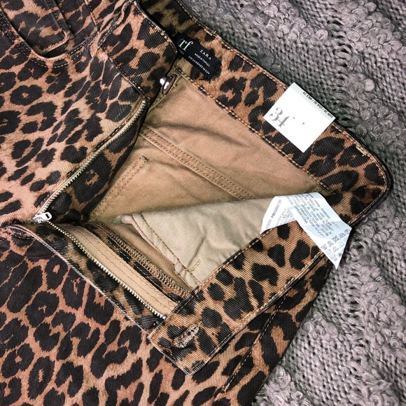 Zara Animal Print Culotte Jean Cheetah Leopard NWT - Picture 4 of 8